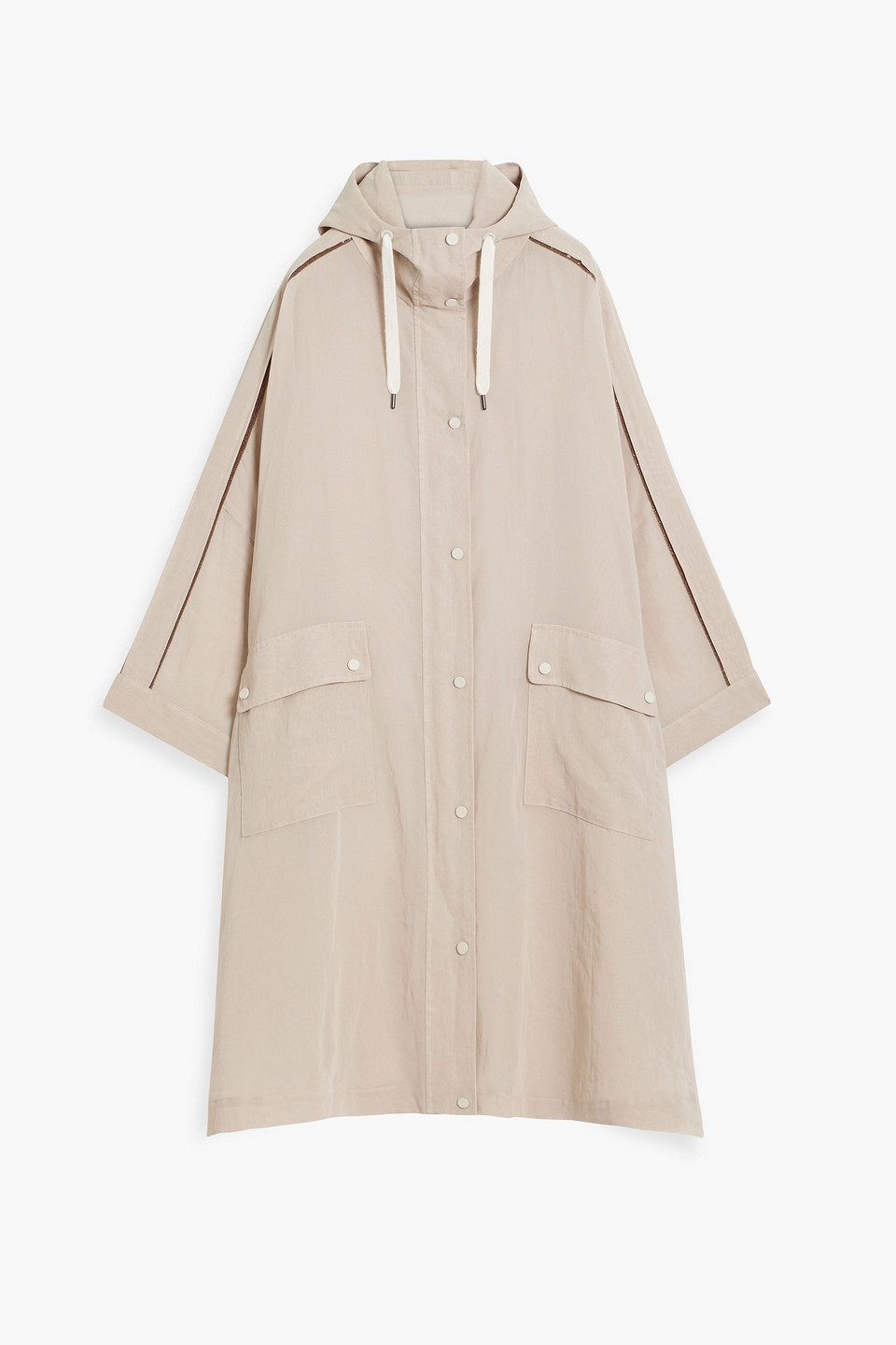 Bead-embellished cotton-organza hooded parka