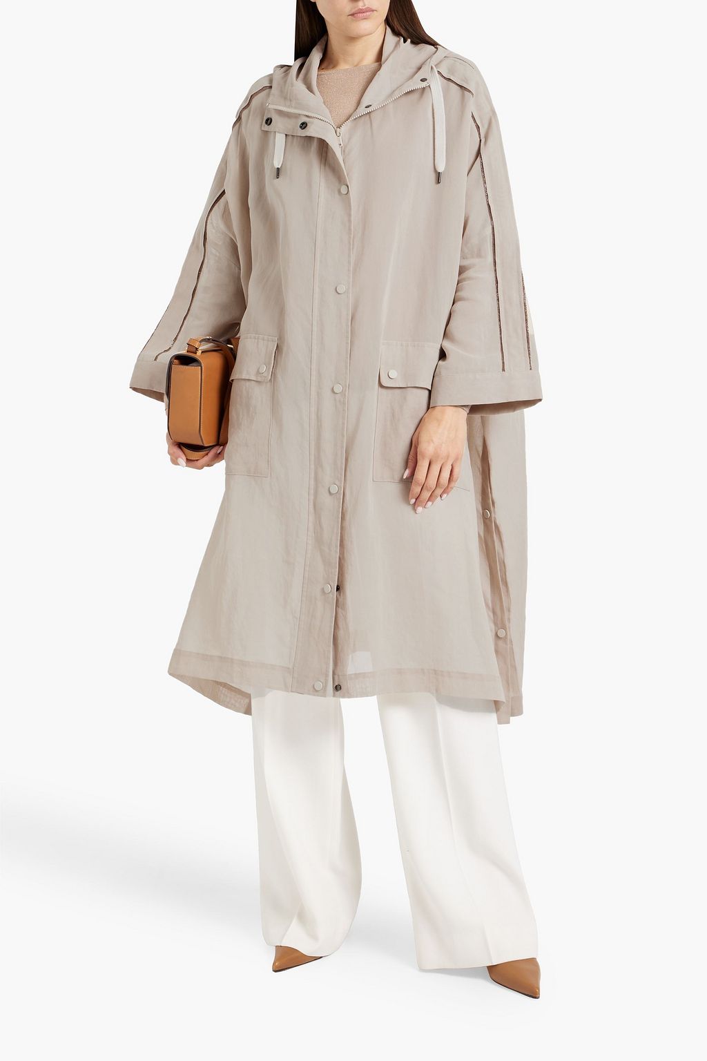 BRUNELLO CUCINELLI Bead-embellished oversized cotton parka