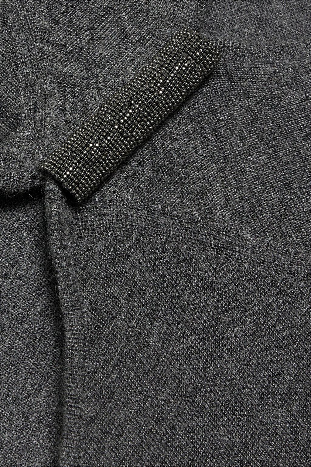 BRUNELLO CUCINELLI Cutout bead-embellished cashmere and silk-blend sweater