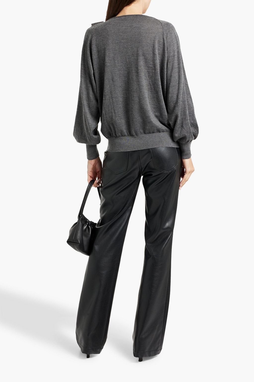 BRUNELLO CUCINELLI Cutout bead-embellished cashmere and silk-blend sweater