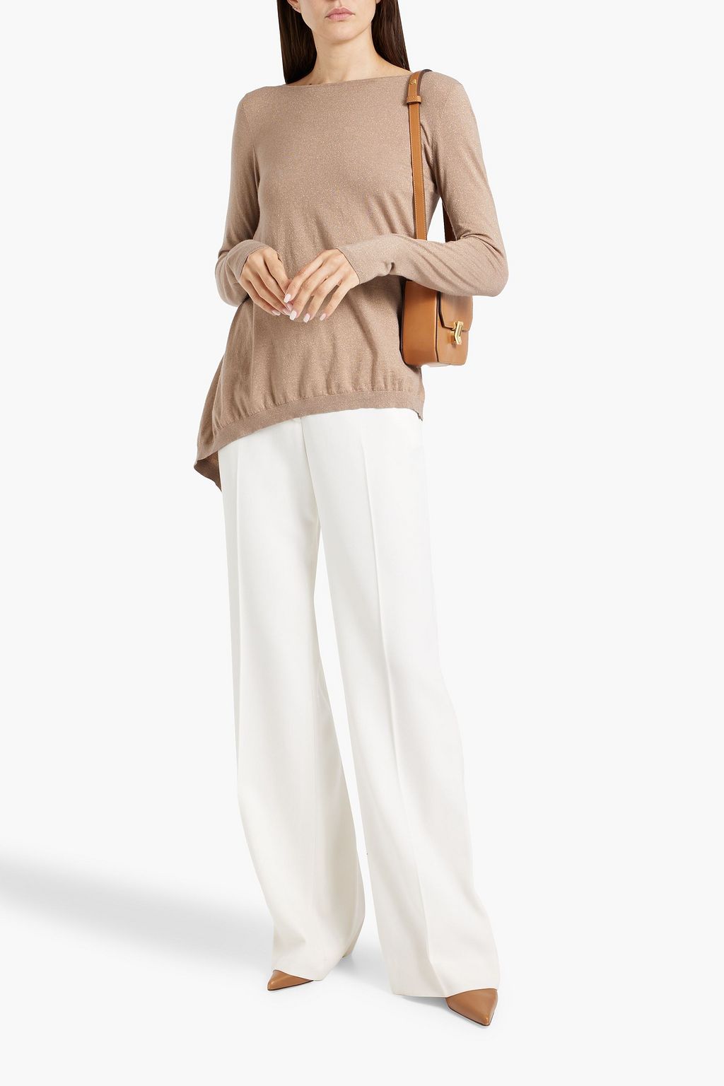 BRUNELLO CUCINELLI Asymmetric metallic cashmere-blend sweater