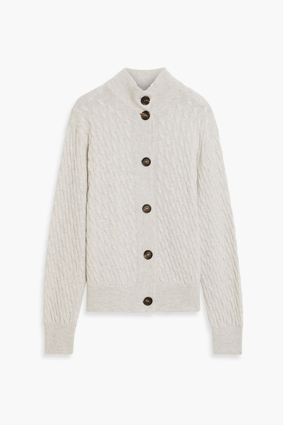 Brunello Cucinelli Cable-knit Cashmere Cardigan In Light Gray