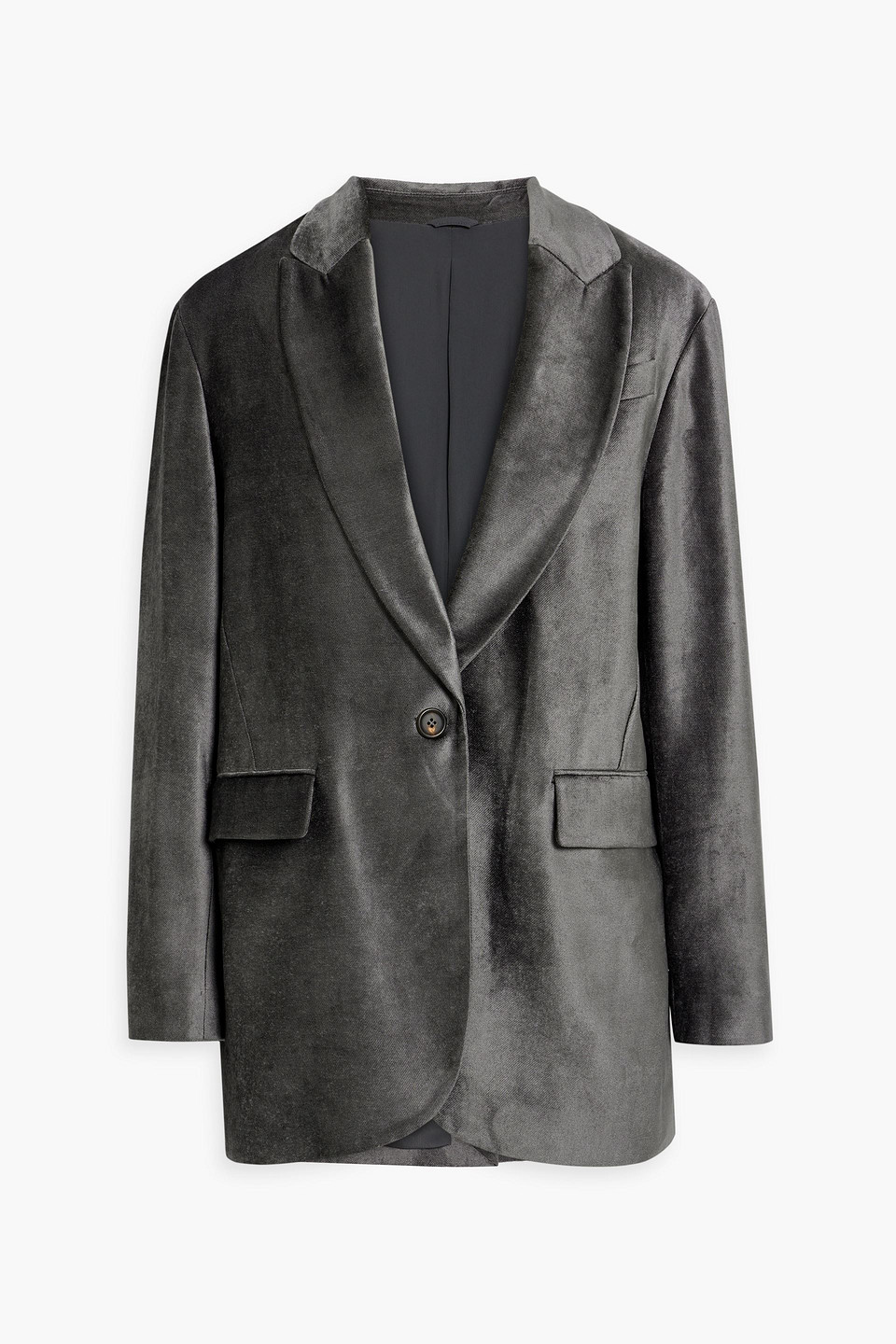 Brunello Cucinelli Velvet Blazer In Dark Gray
