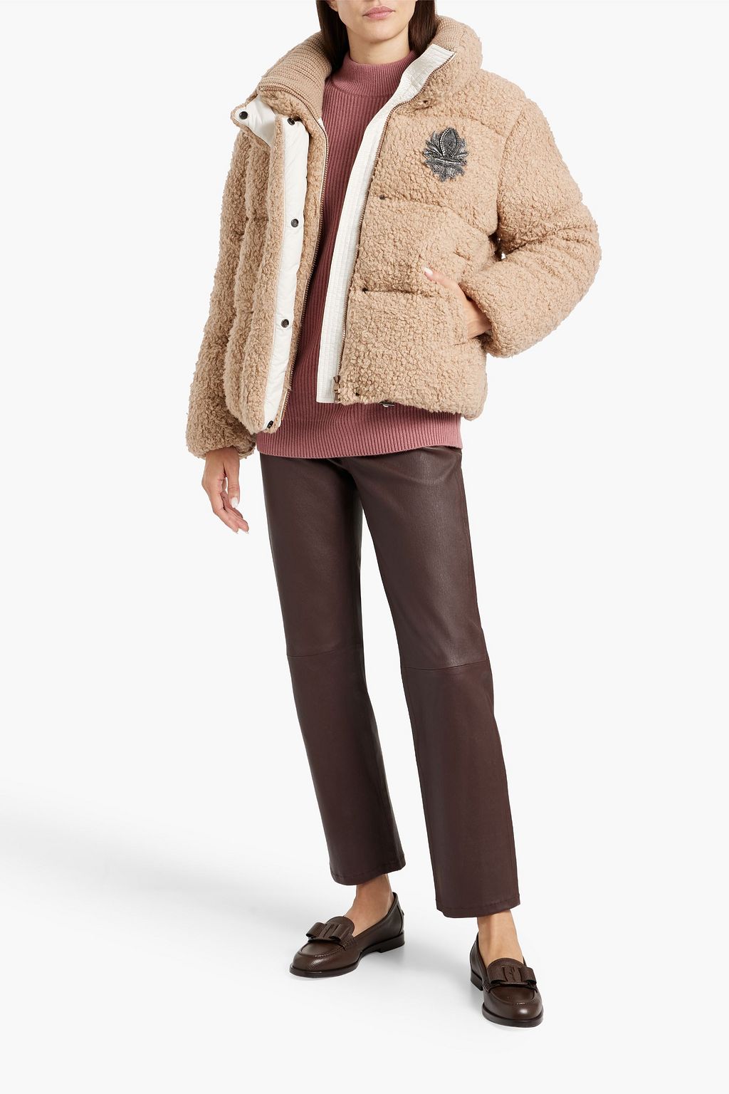 BRUNELLO CUCINELLI Quilted cashmere-blend bouclé down jacket