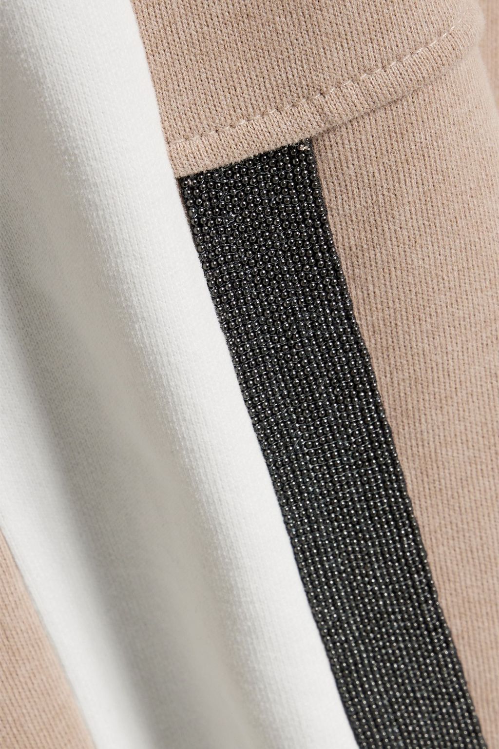 BRUNELLO CUCINELLI Bead-embellished French cotton-terry track pants