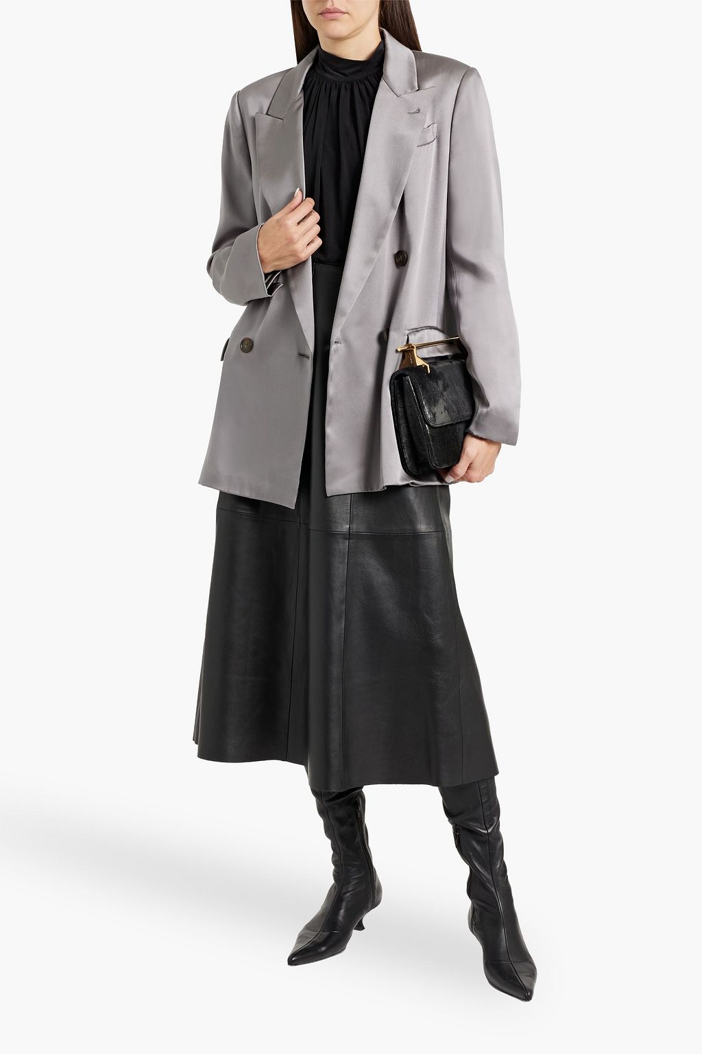 BRUNELLO CUCINELLI Double-breasted silk-satin blazer