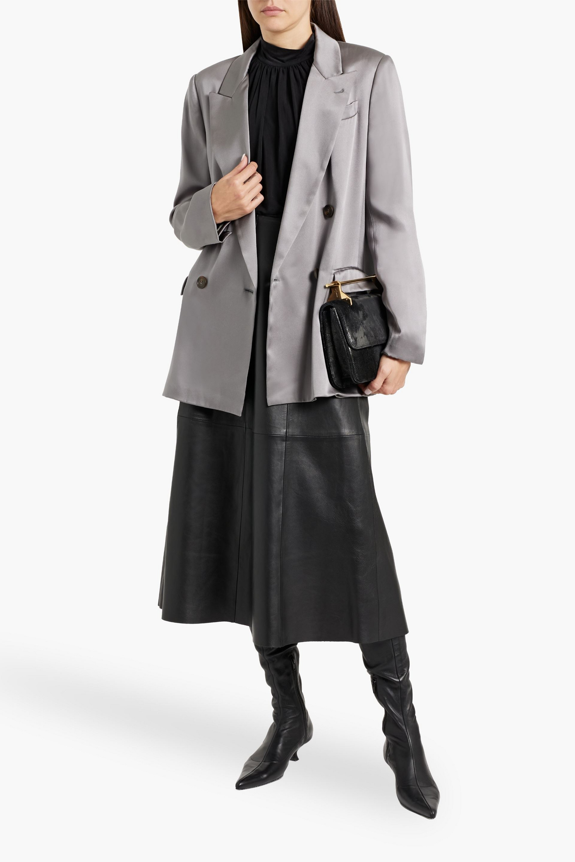 Brunello Cucinelli Double-breasted silk-satin blazer