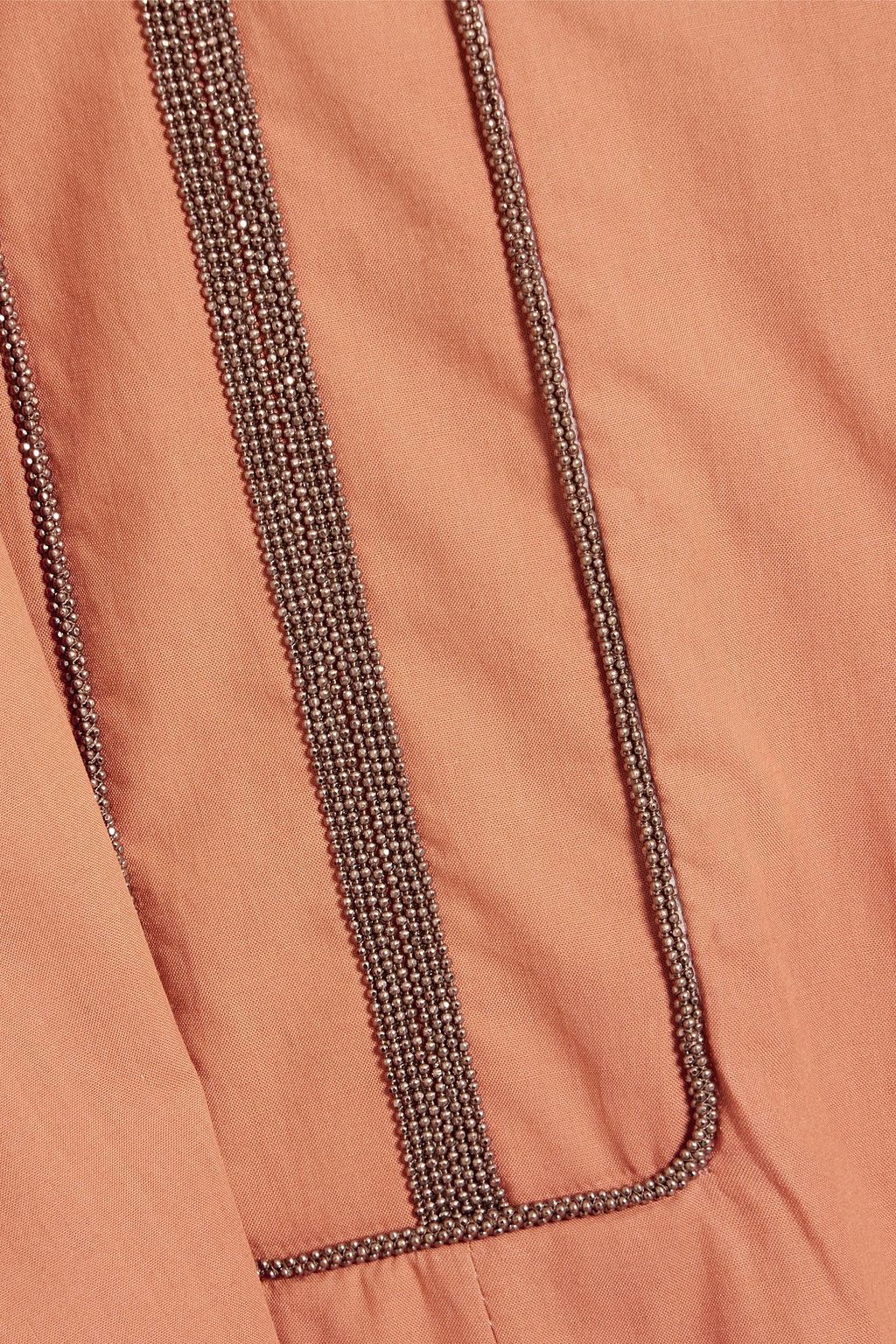 BRUNELLO CUCINELLI Bead-embellished pleated cotton-poplin midi dress