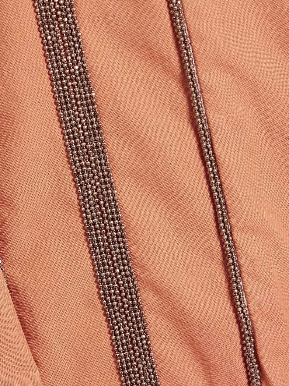 bead-embellished pleated cotton-poplin midi dress