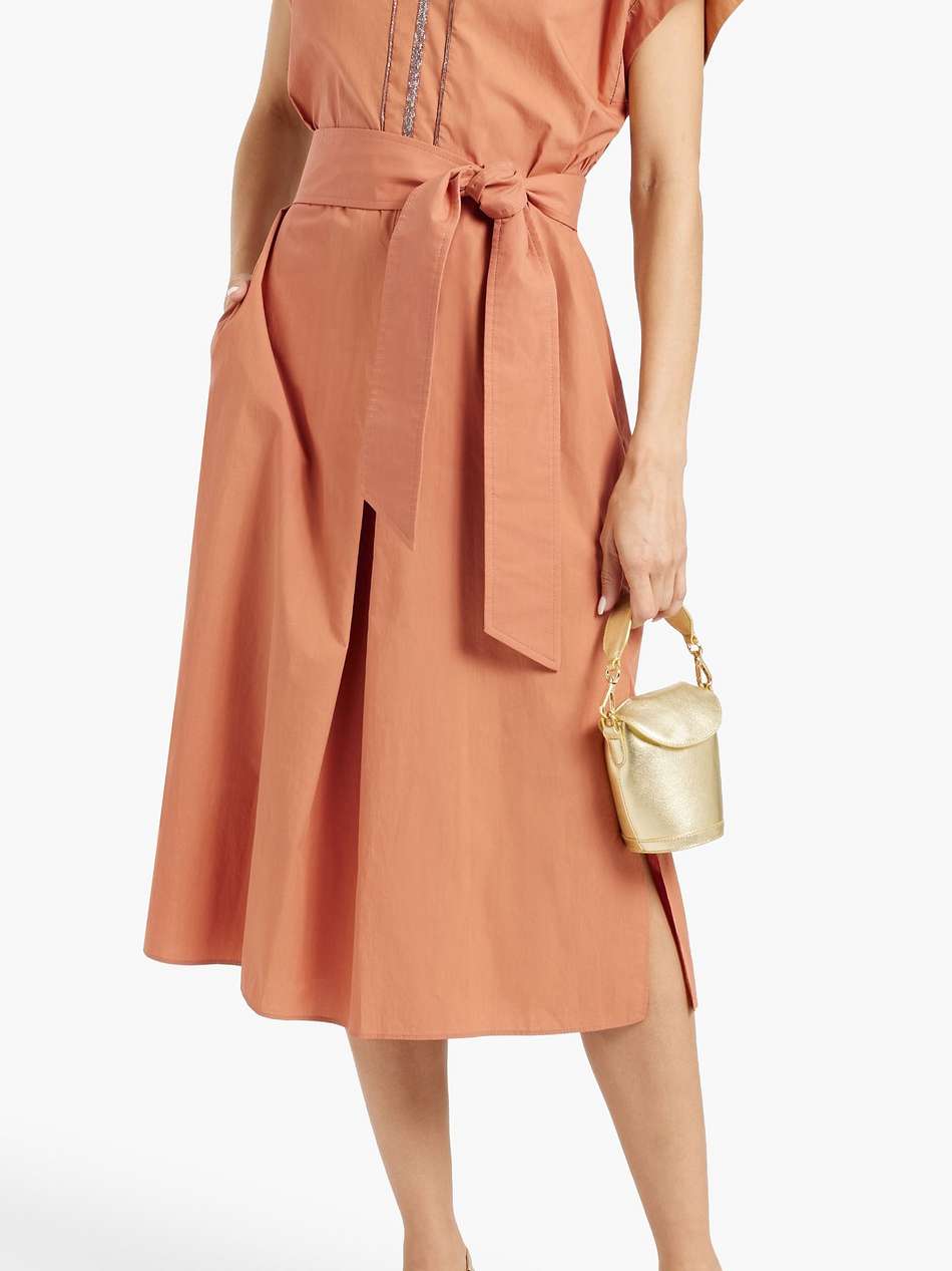 bead-embellished pleated cotton-poplin midi dress