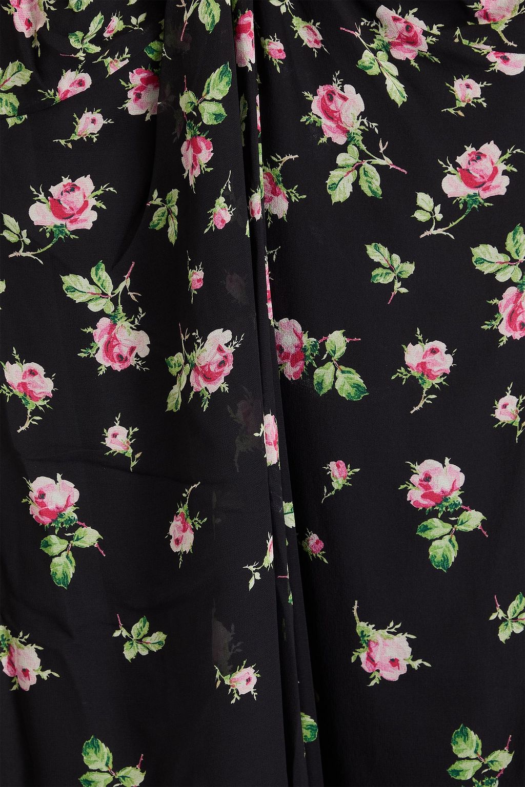 REDVALENTINO فستان متوسط الطول من حرير شيفون بقصّة ملفوفة ومزين بطبعة الأزهار