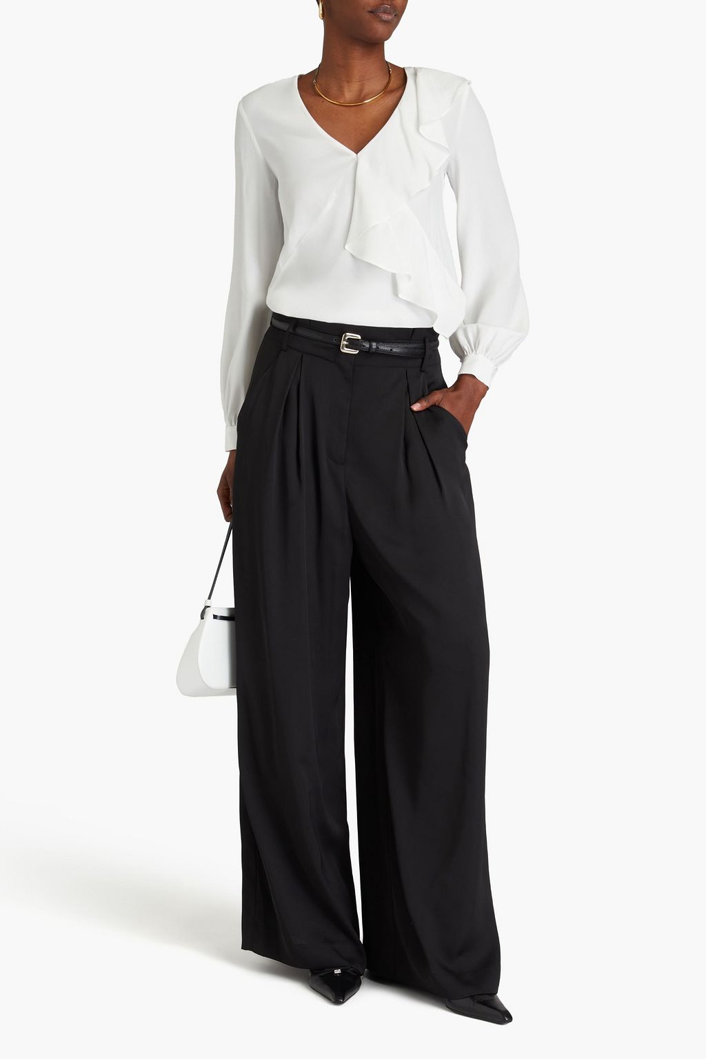 DIANE VON FURSTENBERG Bellini Hose mit weitem Bein aus Crêpe-Satin mit Falten