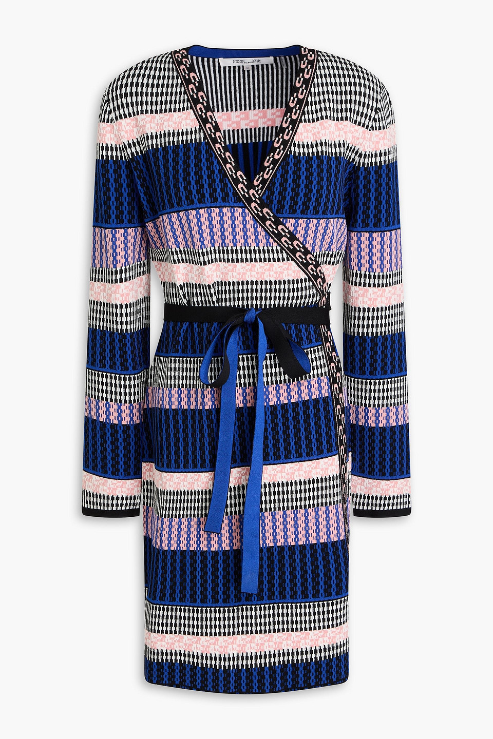 Metlia belted jacquard-knit mini wrap dress