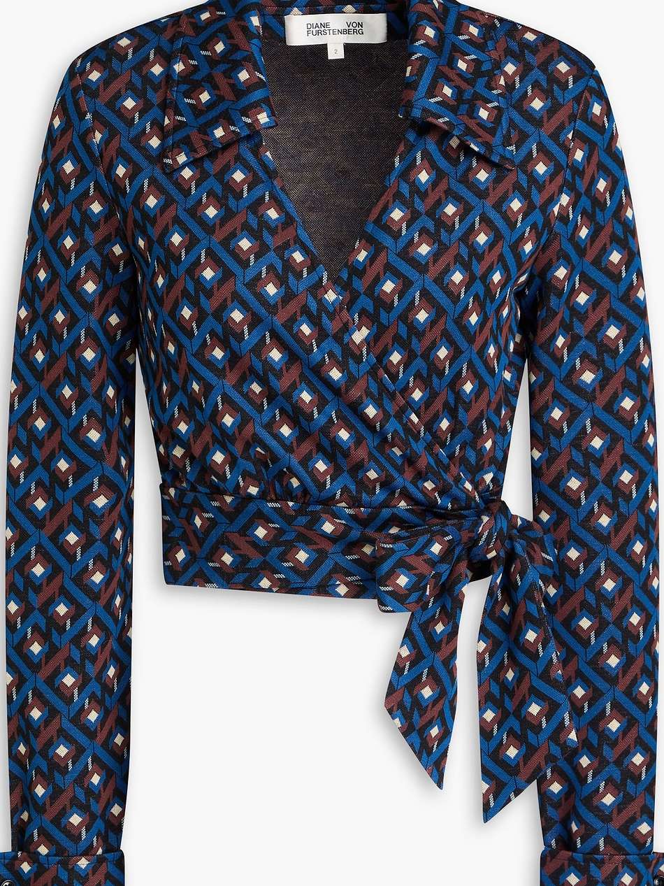 bobbie cropped jacquard-knit wrap top