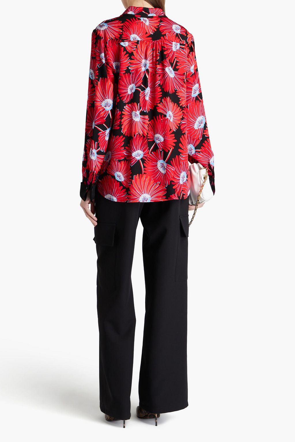 DIANE VON FURSTENBERG قميص "يوليا" من التويل ومزيج قماش إيكوفيرو مزين بطبعة الأزهار