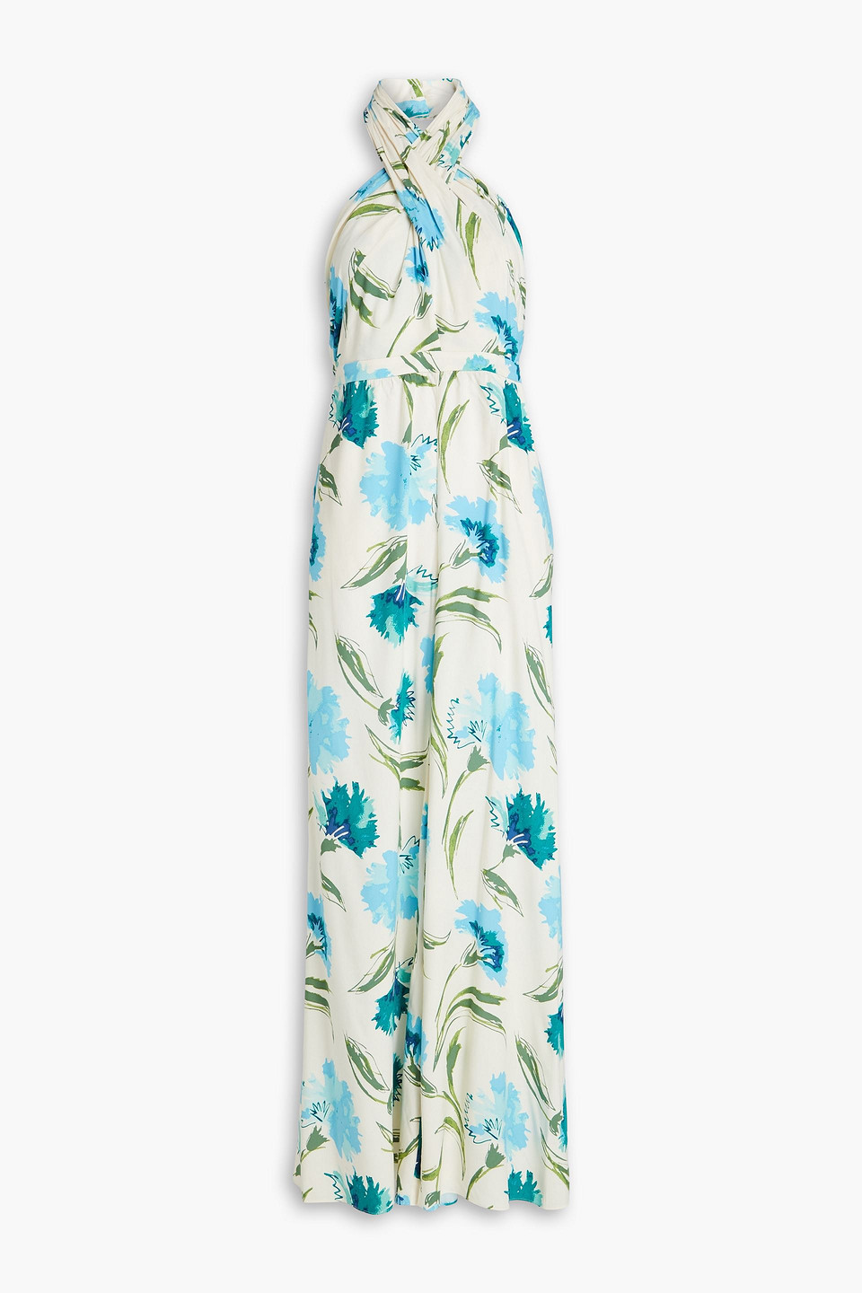 Cort floral-print twill halterneck wide-leg jumpsuit
