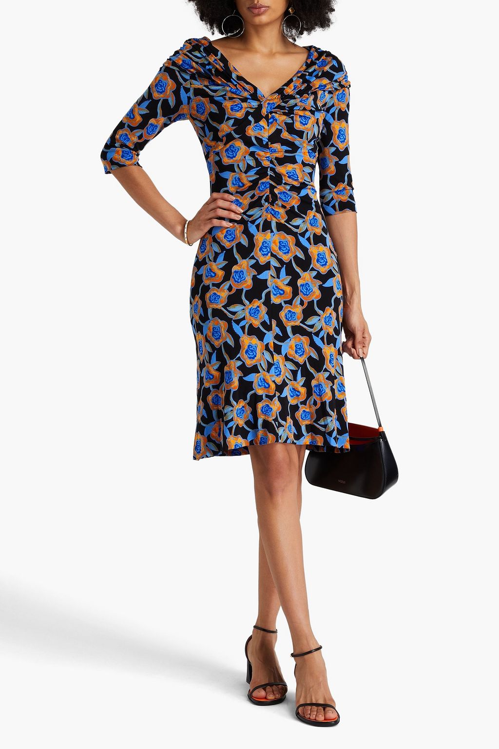 DIANE VON FURSTENBERG فستان Jim من الجيرسي مزين بطبعات وبتأثير مزموم