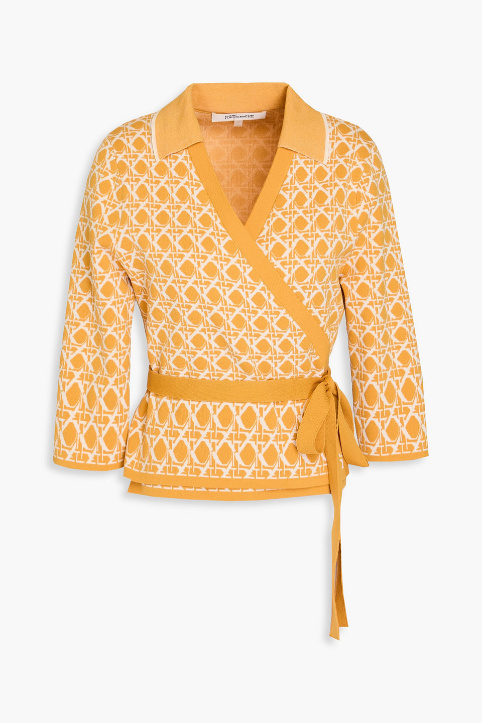Diane Von Furstenberg Meara Jacquard-knit Wrap Cardigan In Ringelblumenfarben