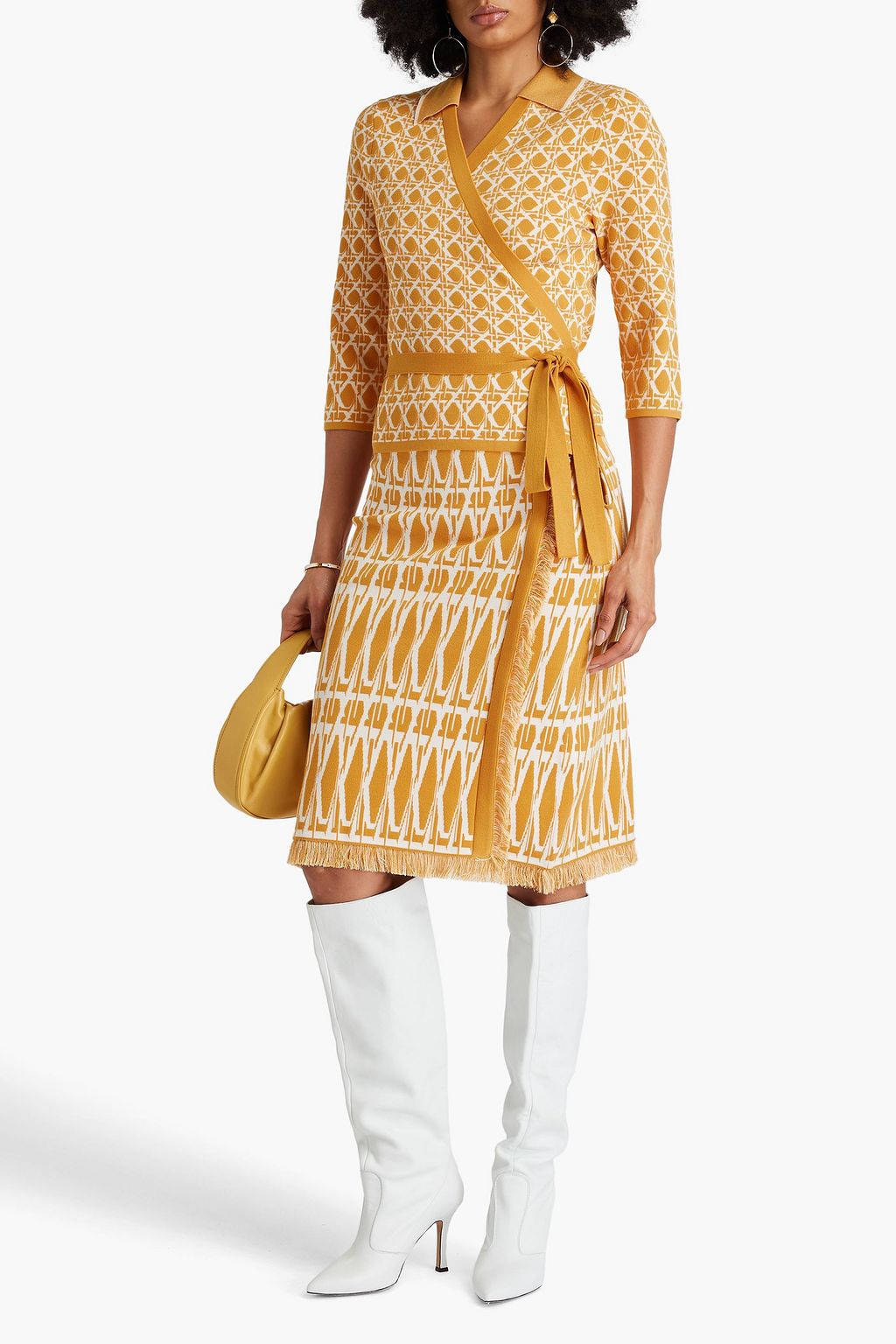 DIANE VON FURSTENBERG كارديغان Meara بتصميم ملتف وبحبكة جاكار