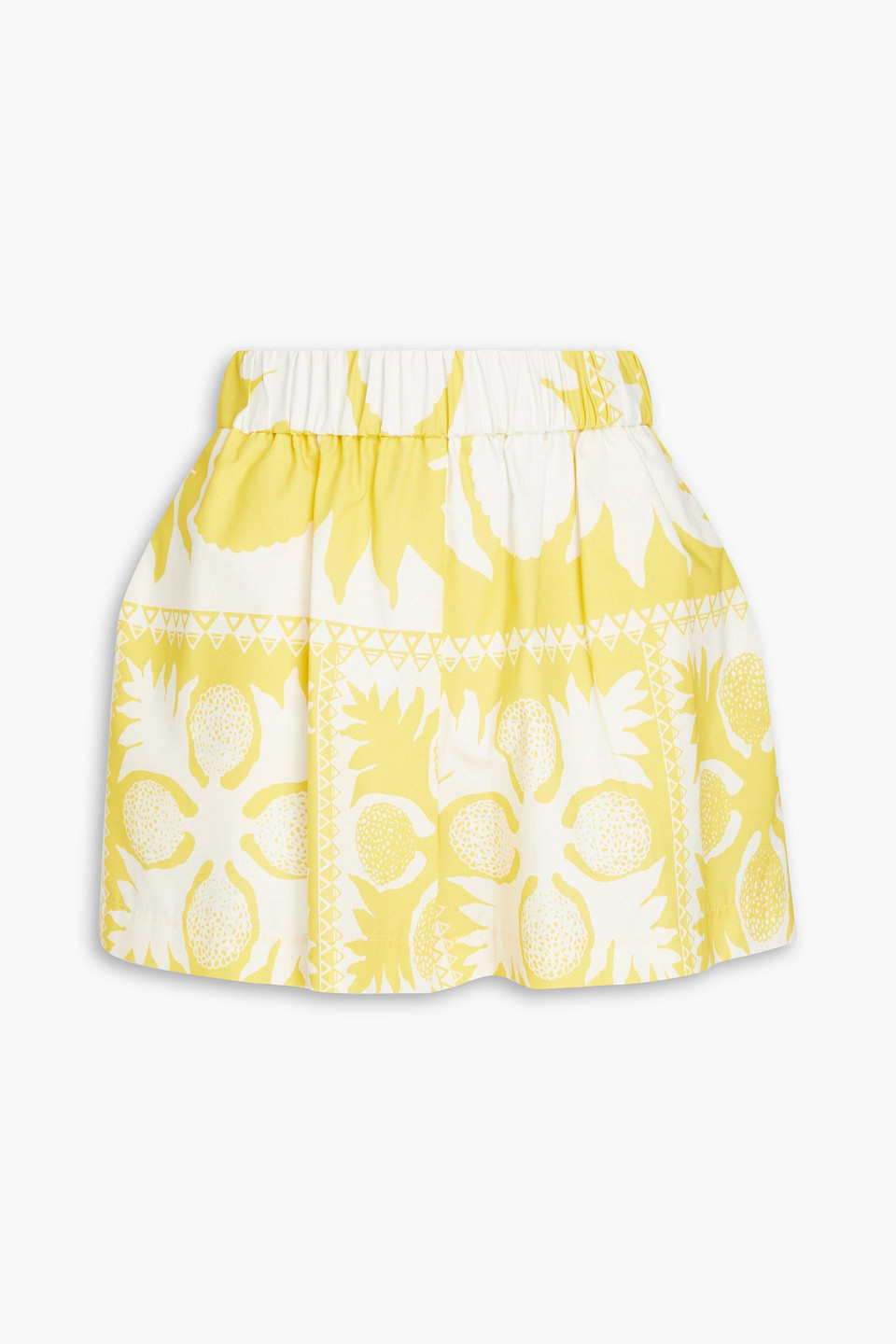 Red Printed Poplin Shorts In Yellow