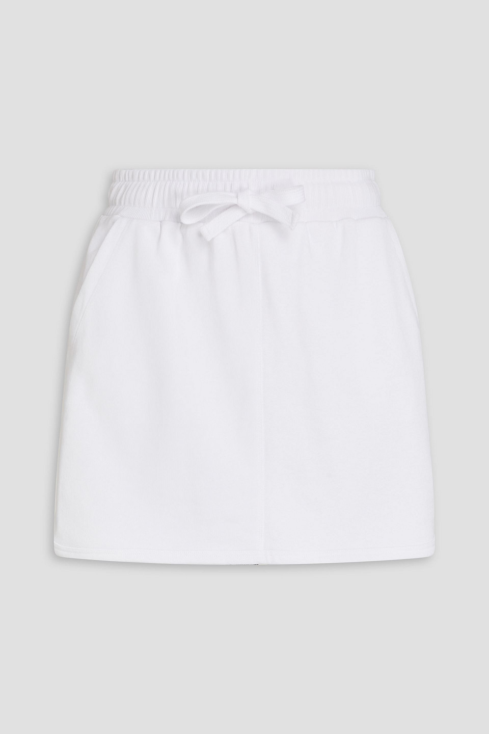 Red French Cotton-terry Mini Skirt In White