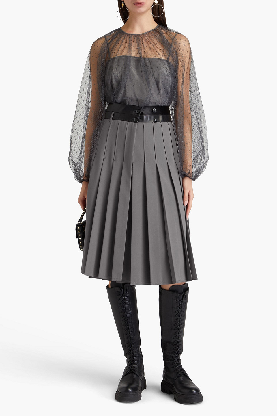  Redvalentino - Bluse Aus Point D'esprit - Grau - It 38 