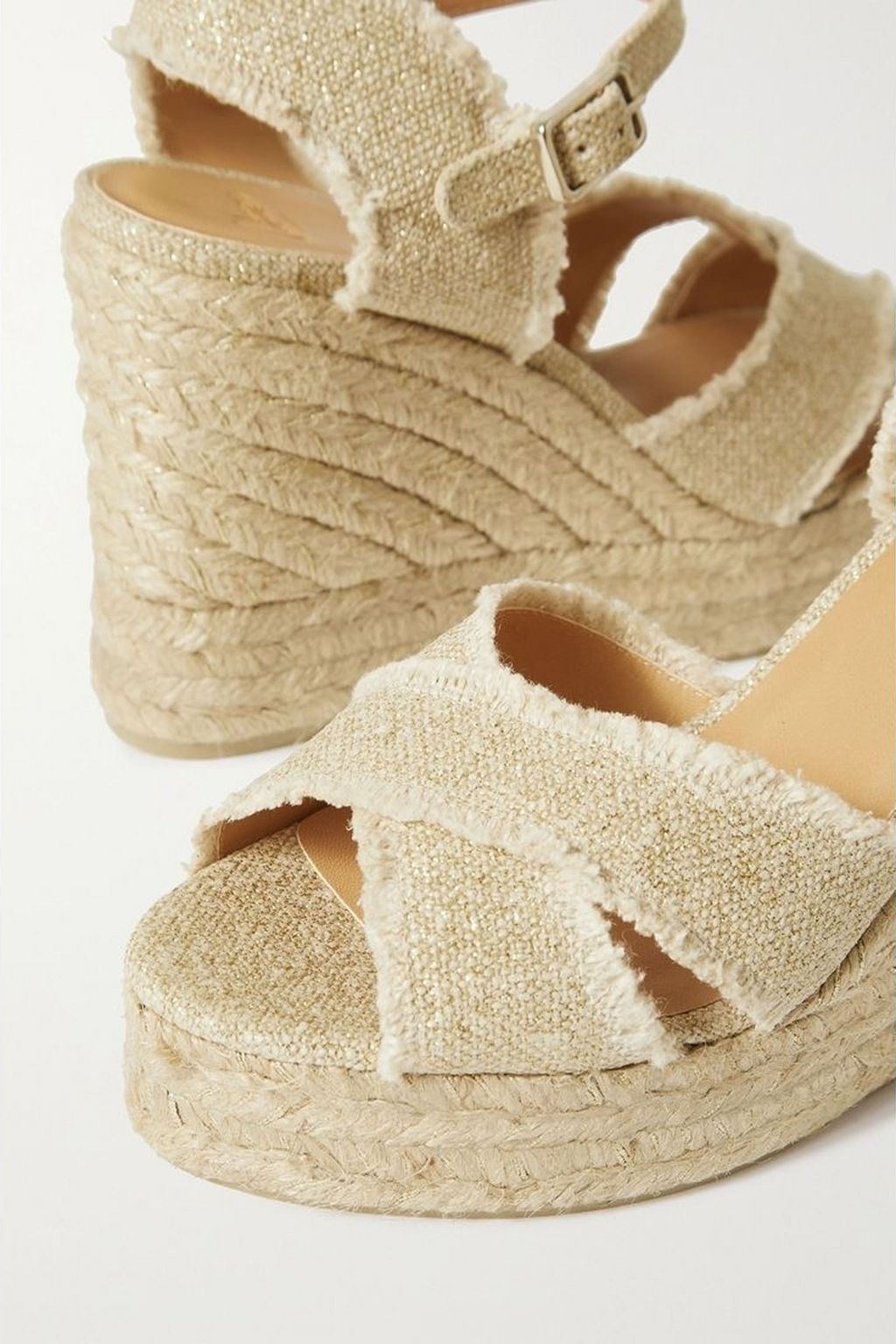 CASTAÑER Bromelia 100 metallic canvas espadrille wedge sandals