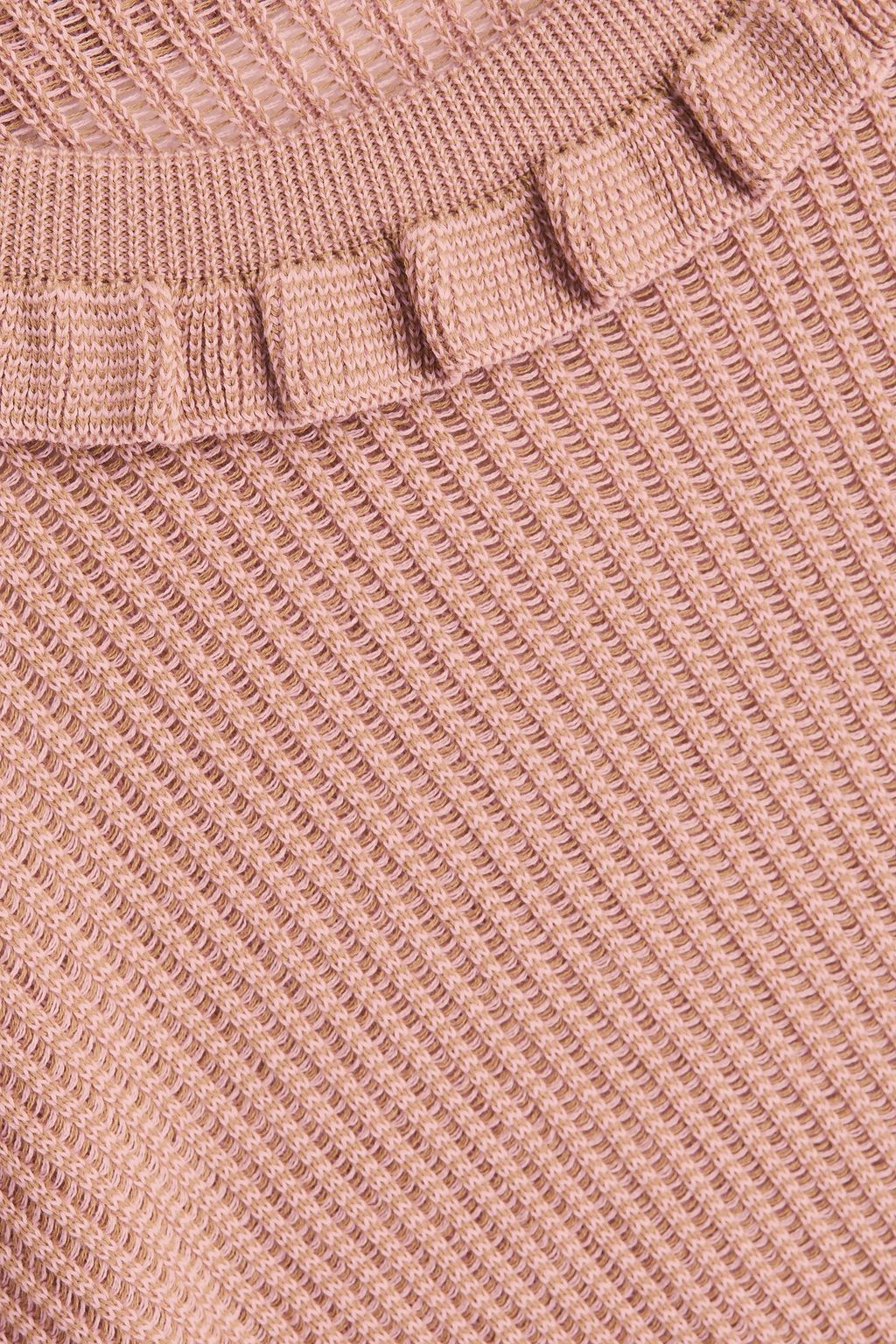 REDVALENTINO بلوزة من القطن المضلّع مزينة بكشاكش