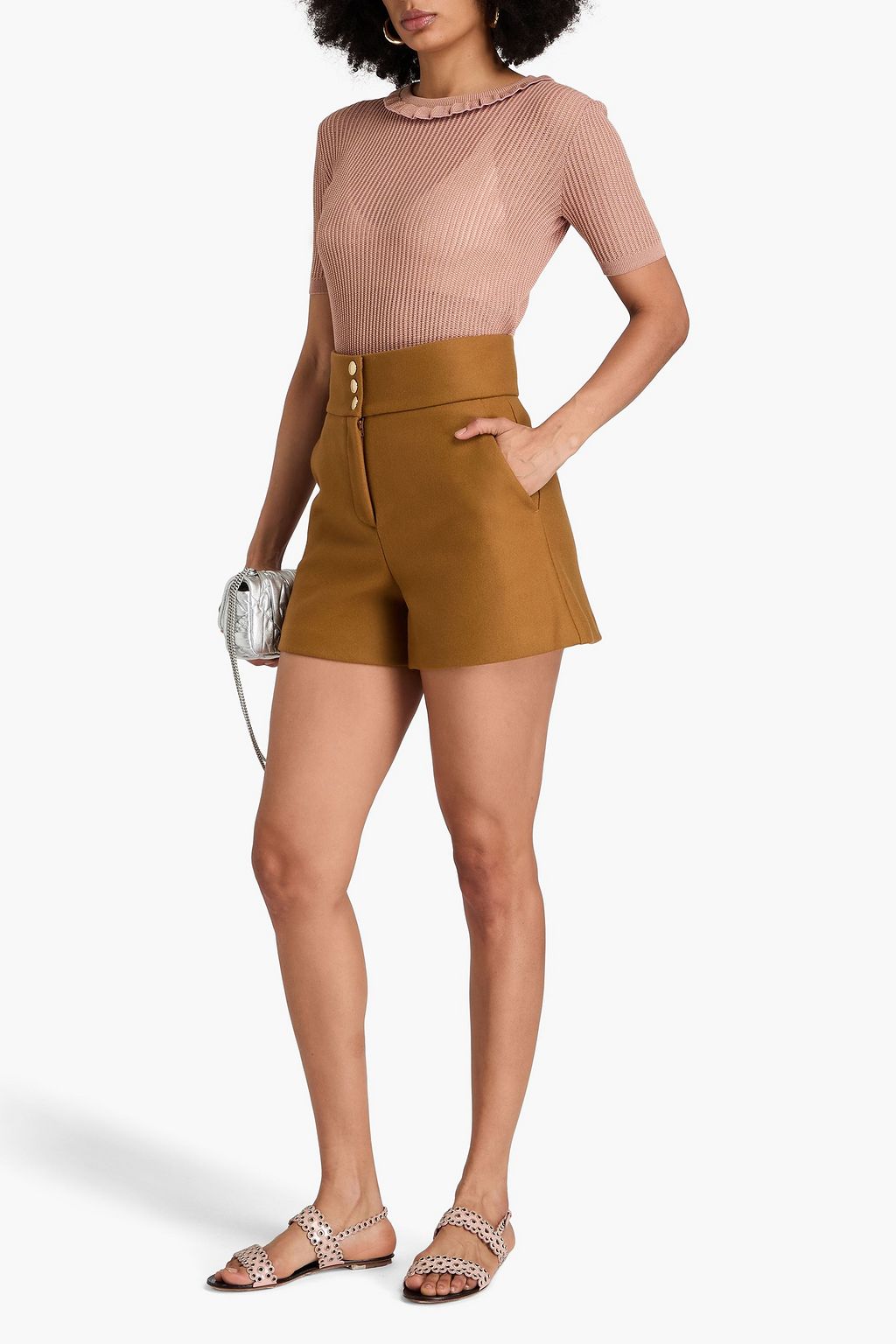 REDVALENTINO بلوزة من القطن المضلّع مزينة بكشاكش