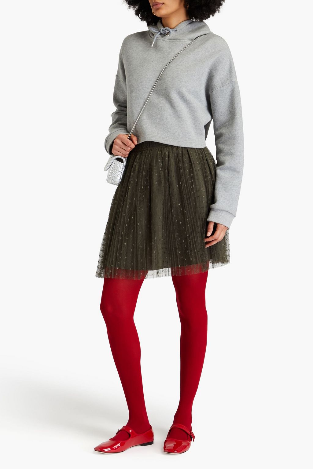 REDVALENTINO تنورة قصيرة بكسرات من قماش بوان ديسبري