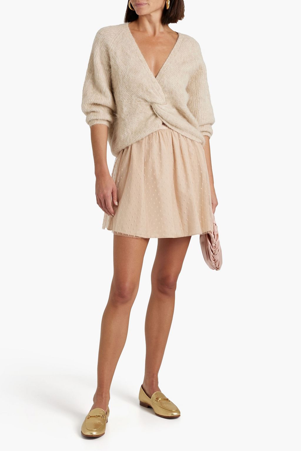 REDVALENTINO Gathered point d'esprit mini skirt