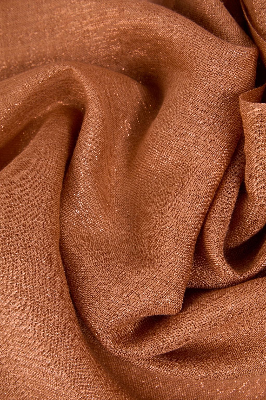 BRUNELLO CUCINELLI وشاح من قماش رقيق من مزيج الكشمير بلون ميتاليك بحواف منسّلة
