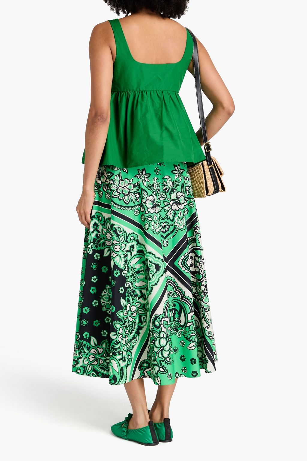 REDVALENTINO Knotted cotton-blend taffeta top