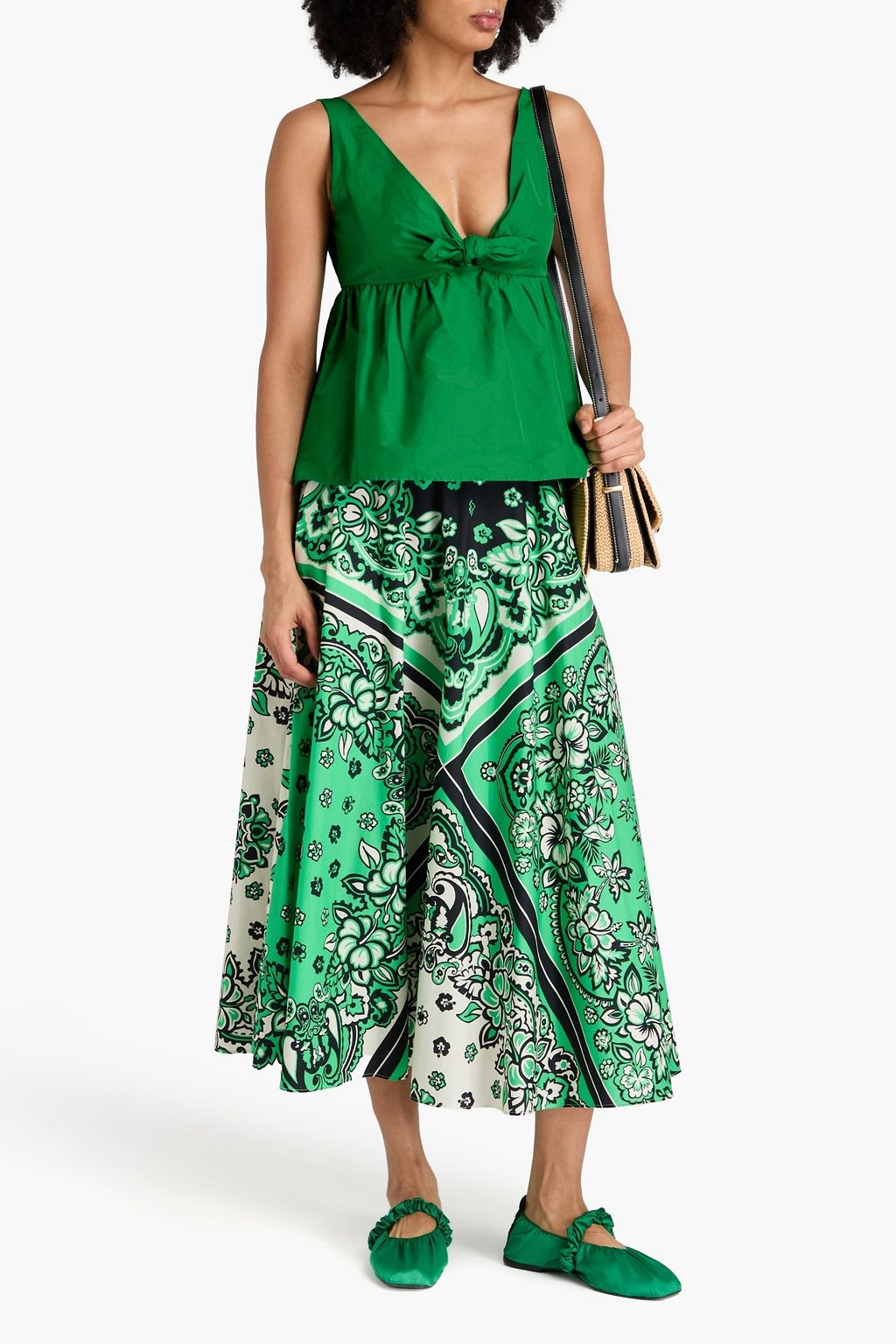 REDVALENTINO Knotted cotton-blend taffeta top