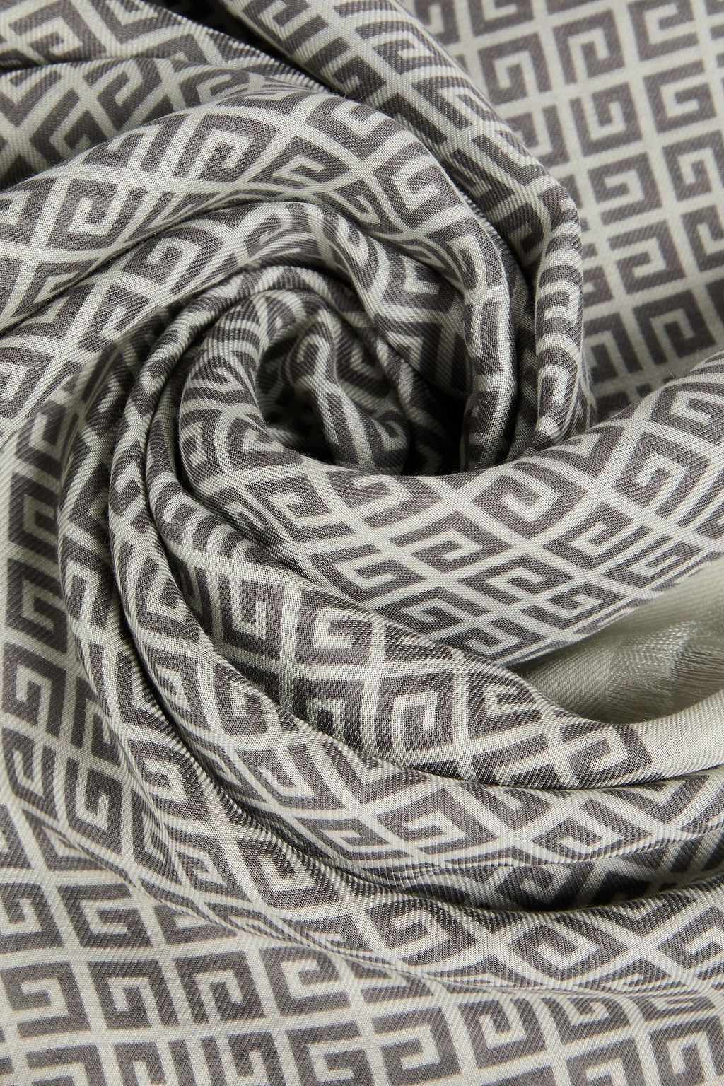 GIVENCHY Fringed logo-print modal and cashmere-blend scarf
