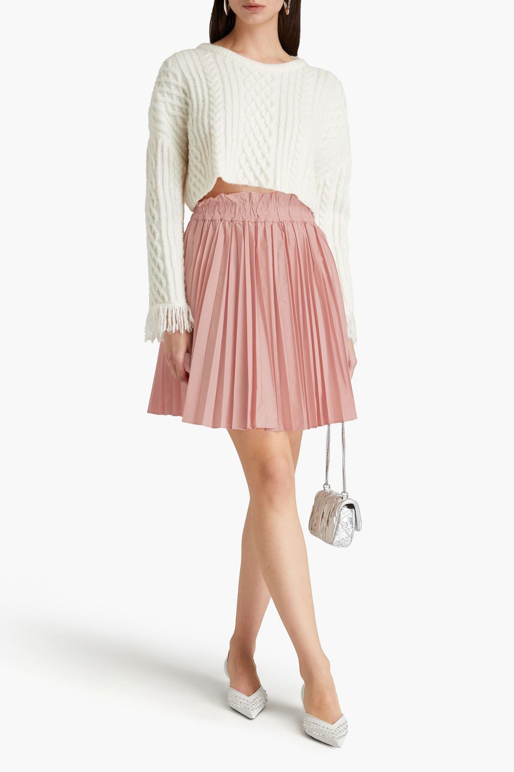 REDVALENTINO تنورة قصيرة من التفتا مزينة بكسرات