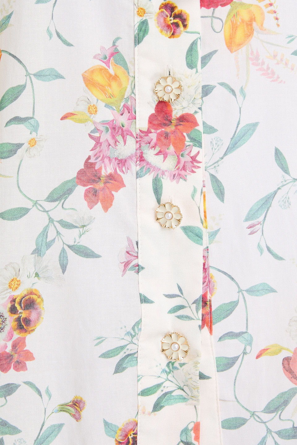 Zimmermann Hemd Aus Baumwoll-voile Mit Floralem Print Und Schluppe In Weiss
