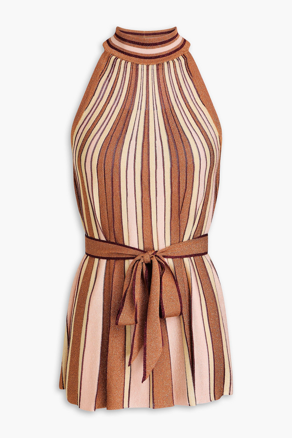 Zimmermann Neckholder-oberteil Aus Strick Mit Metallic-effekt Und Streifen In Hellbraun