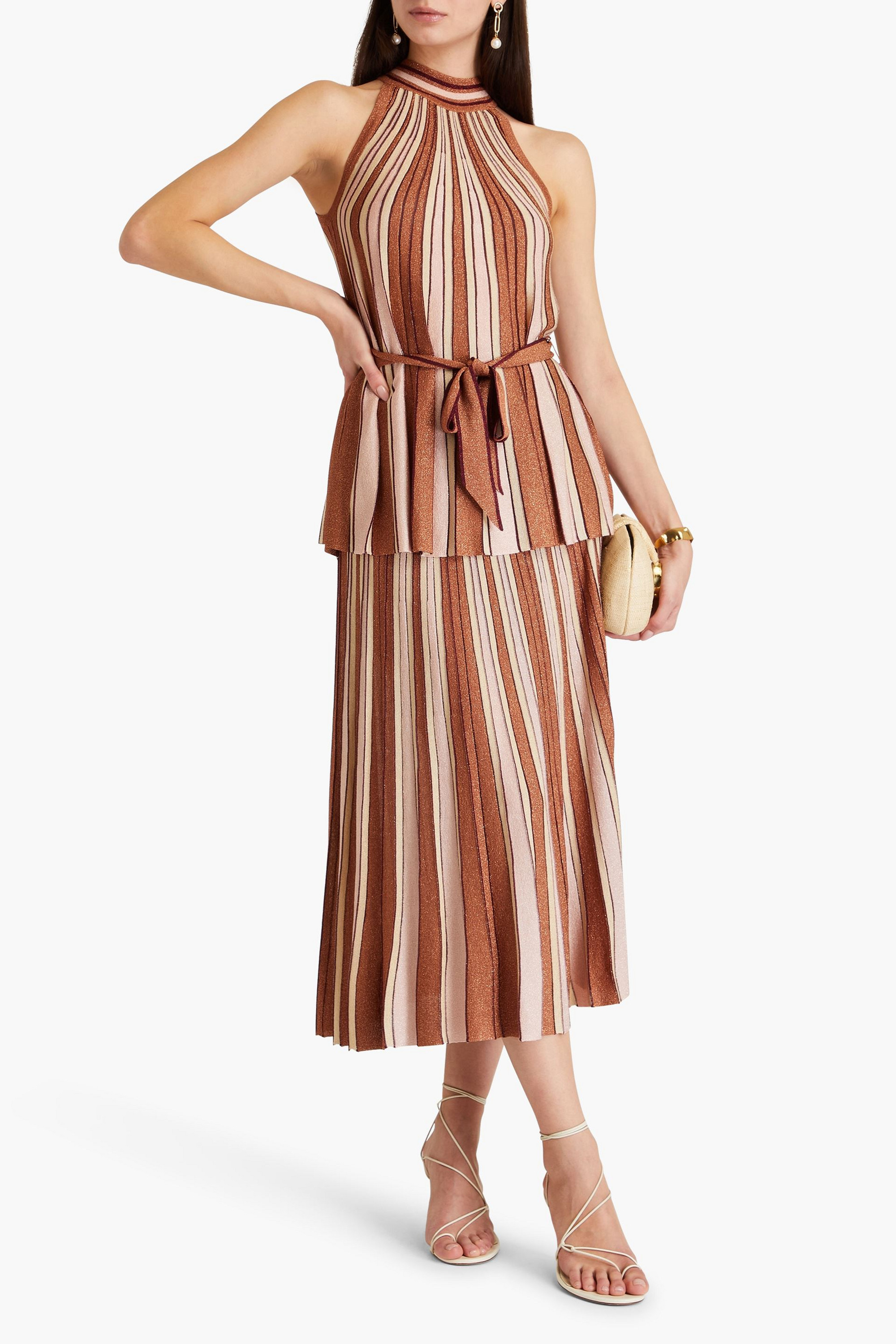 Zimmermann Striped metallic knitted top