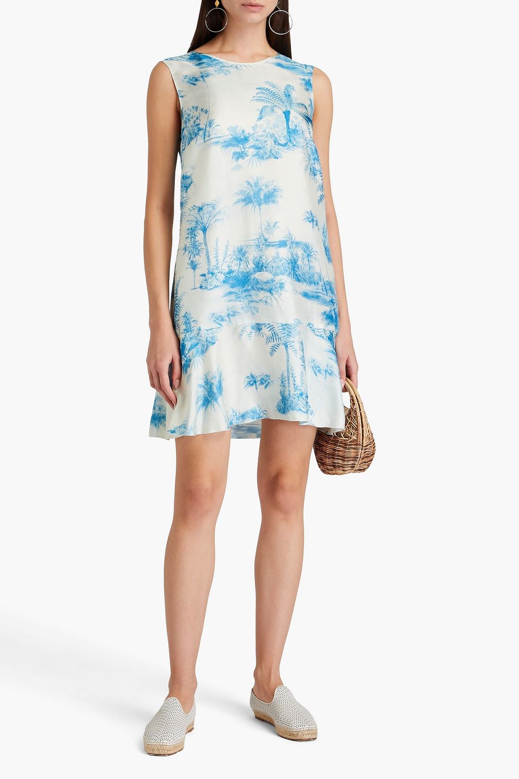 REDVALENTINO Printed silk-twill mini dress