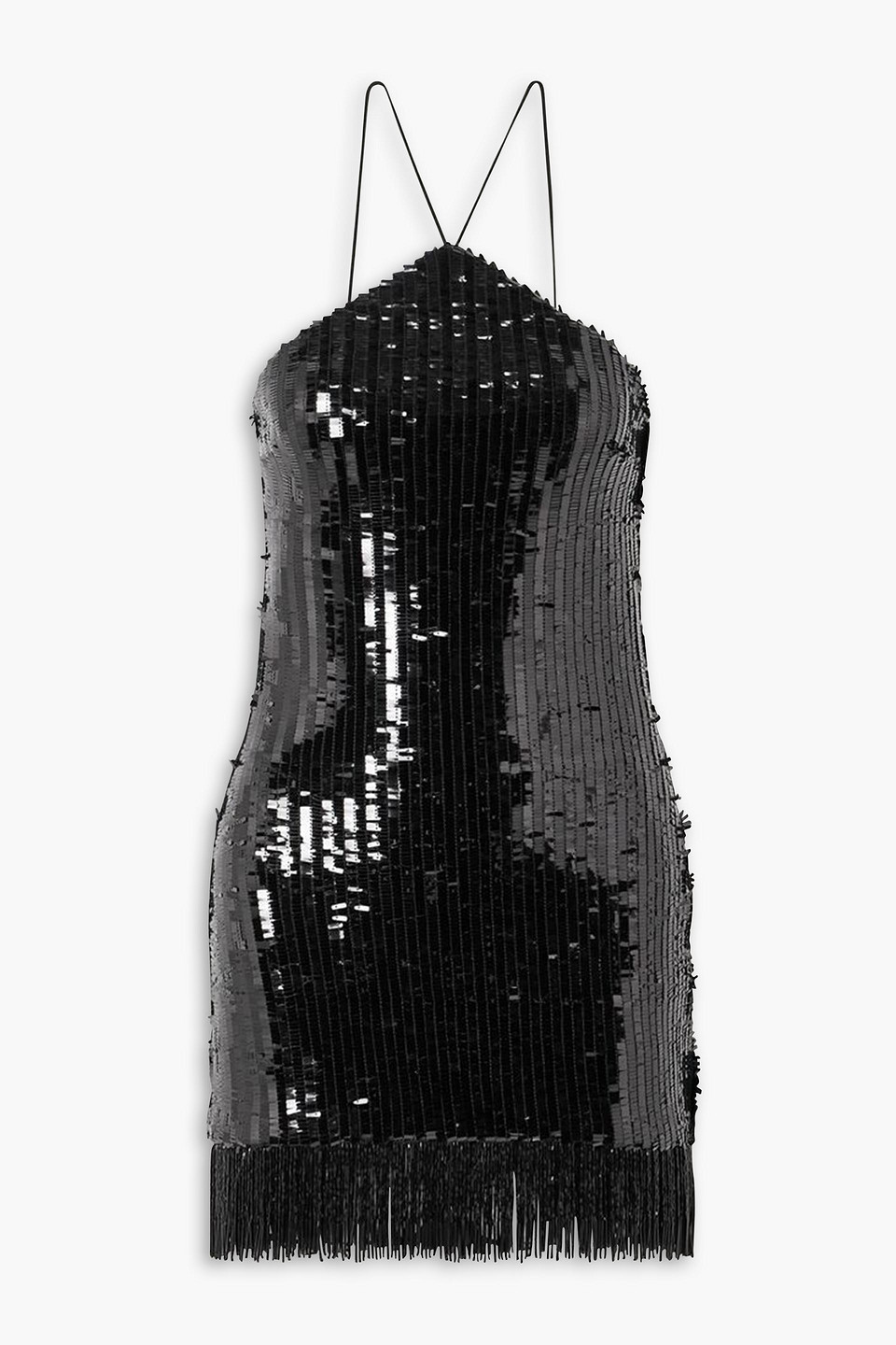 Taller Marmo Embellished Tulle Halterneck Mini Dress In Black