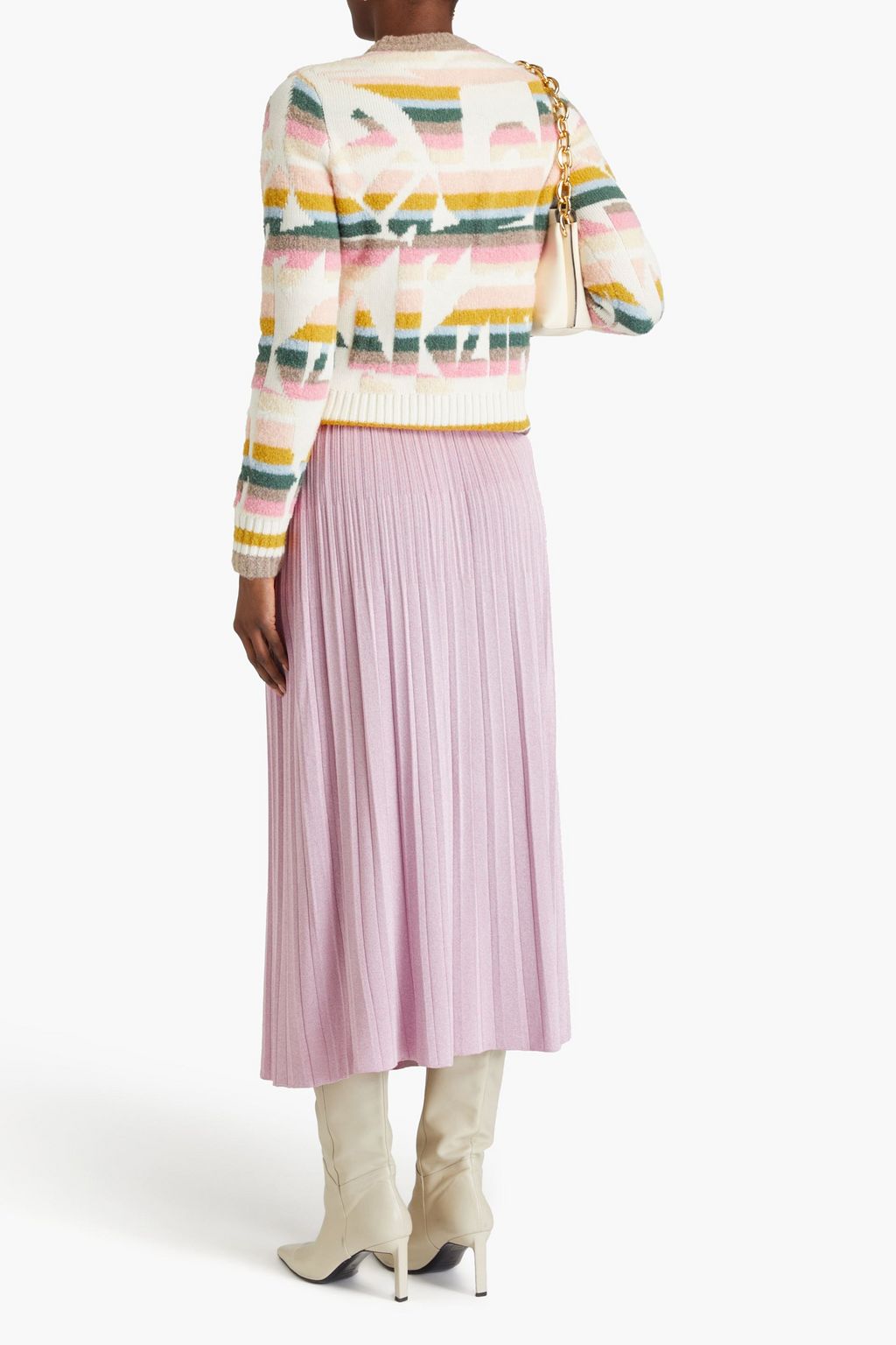 ZIMMERMANN Metallic ribbed-knit midi skirt