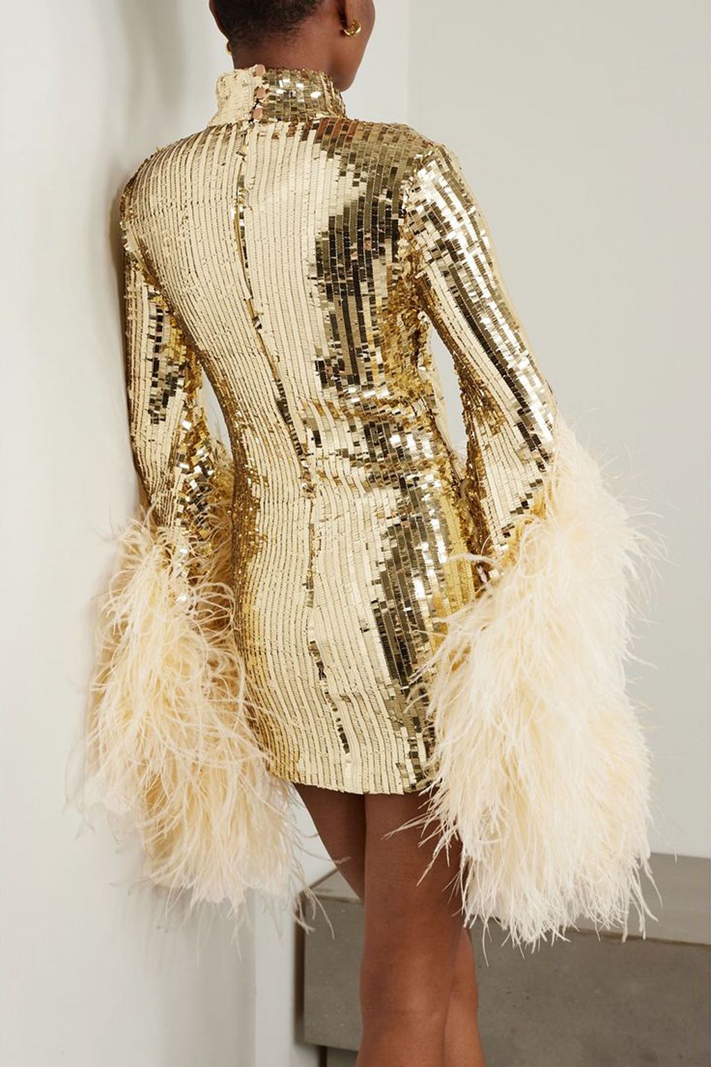 TALLER MARMO Del Rio Disco feather-trimmed sequined tulle mini dress