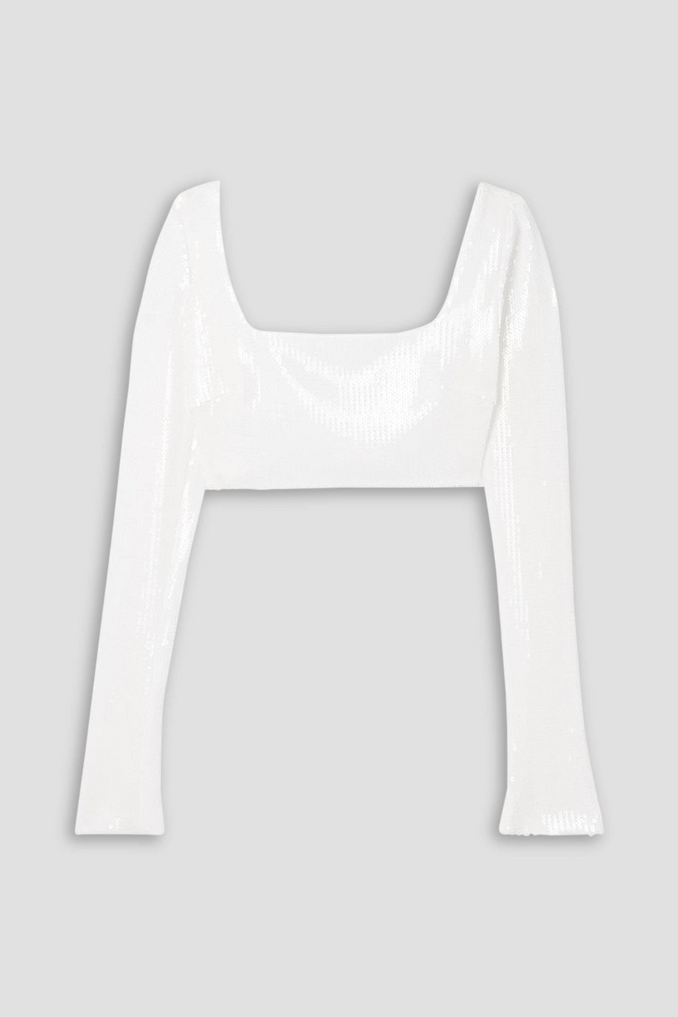 Shop Galvan Beating Heart Cropped Sequined Tulle Top In Ivory