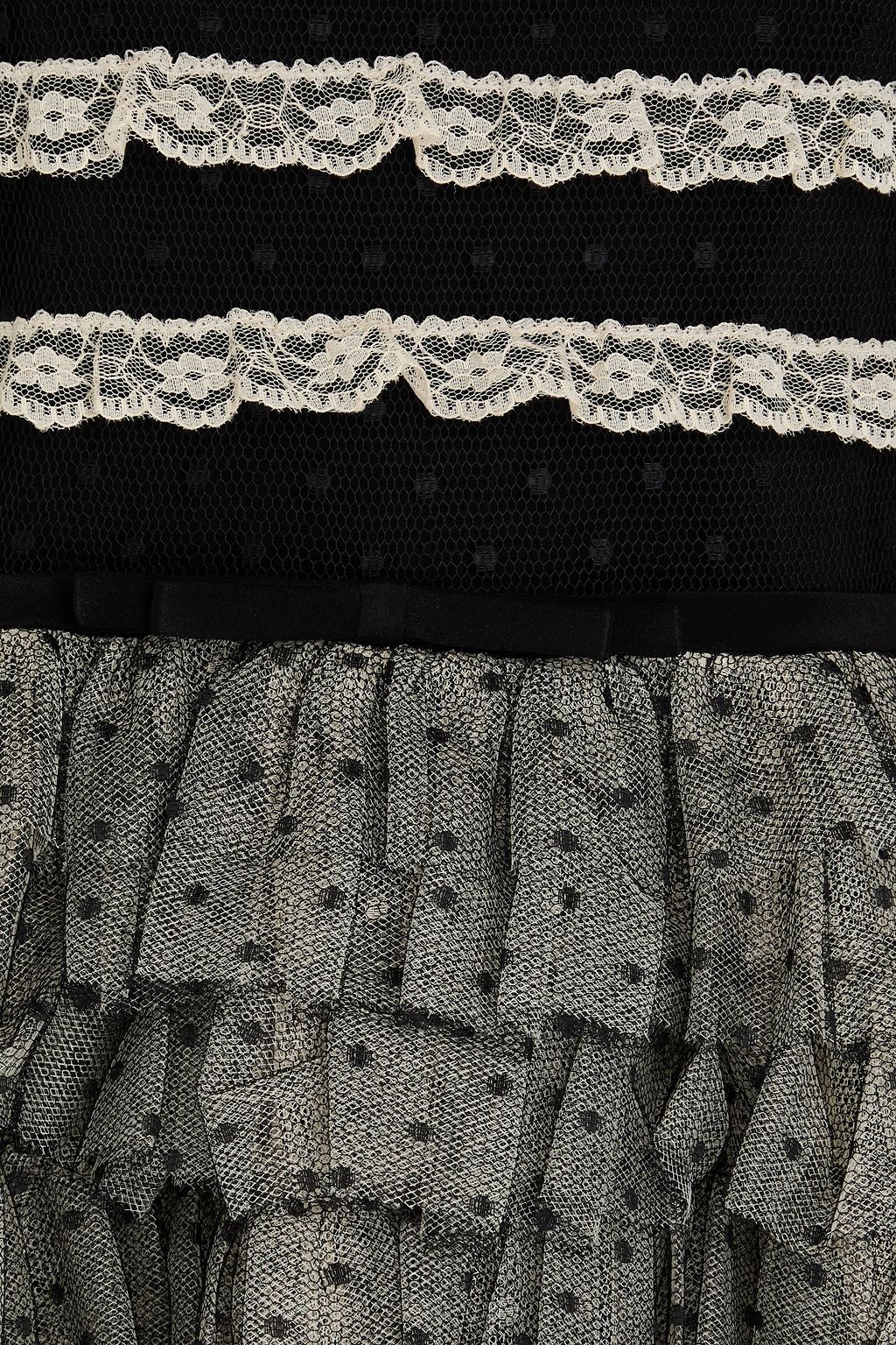 REDVALENTINO 러플 장식 푸앵 데스프리 티어드 미니 드레스