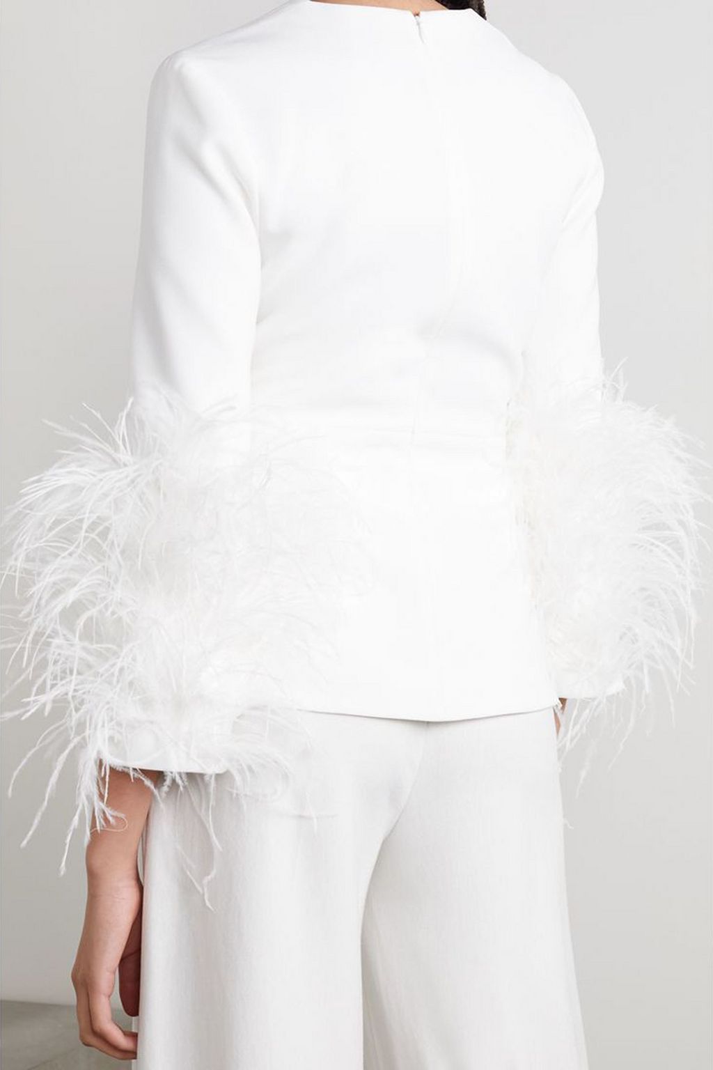 HUISHAN ZHANG Lola feather-trimmed crepe blouse