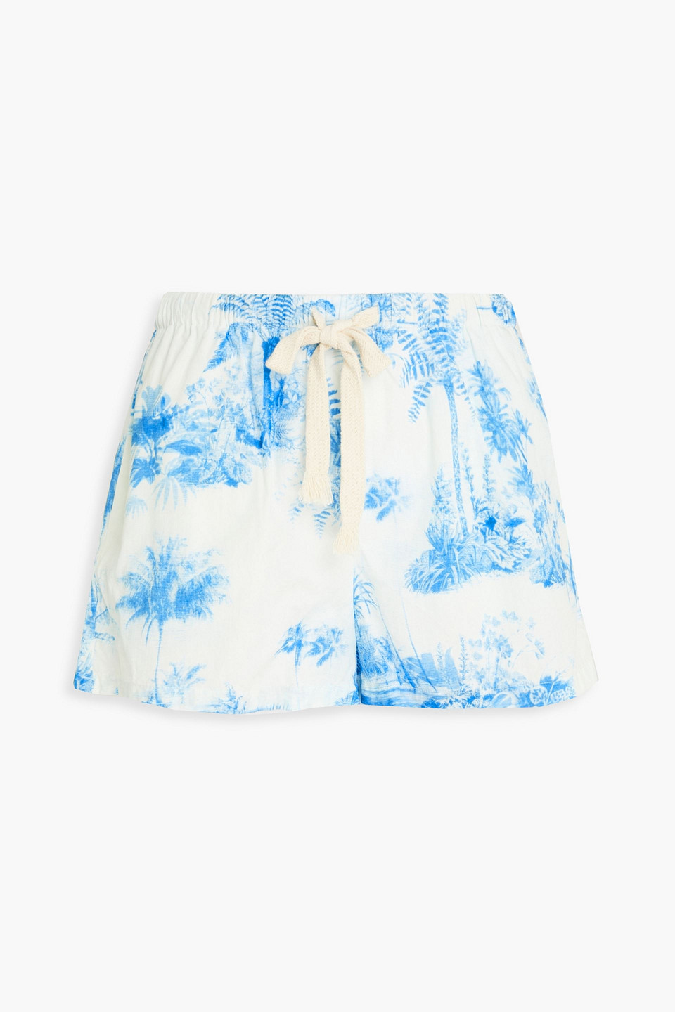 Red Floral-print Cotton-mousseline Shorts In Blue