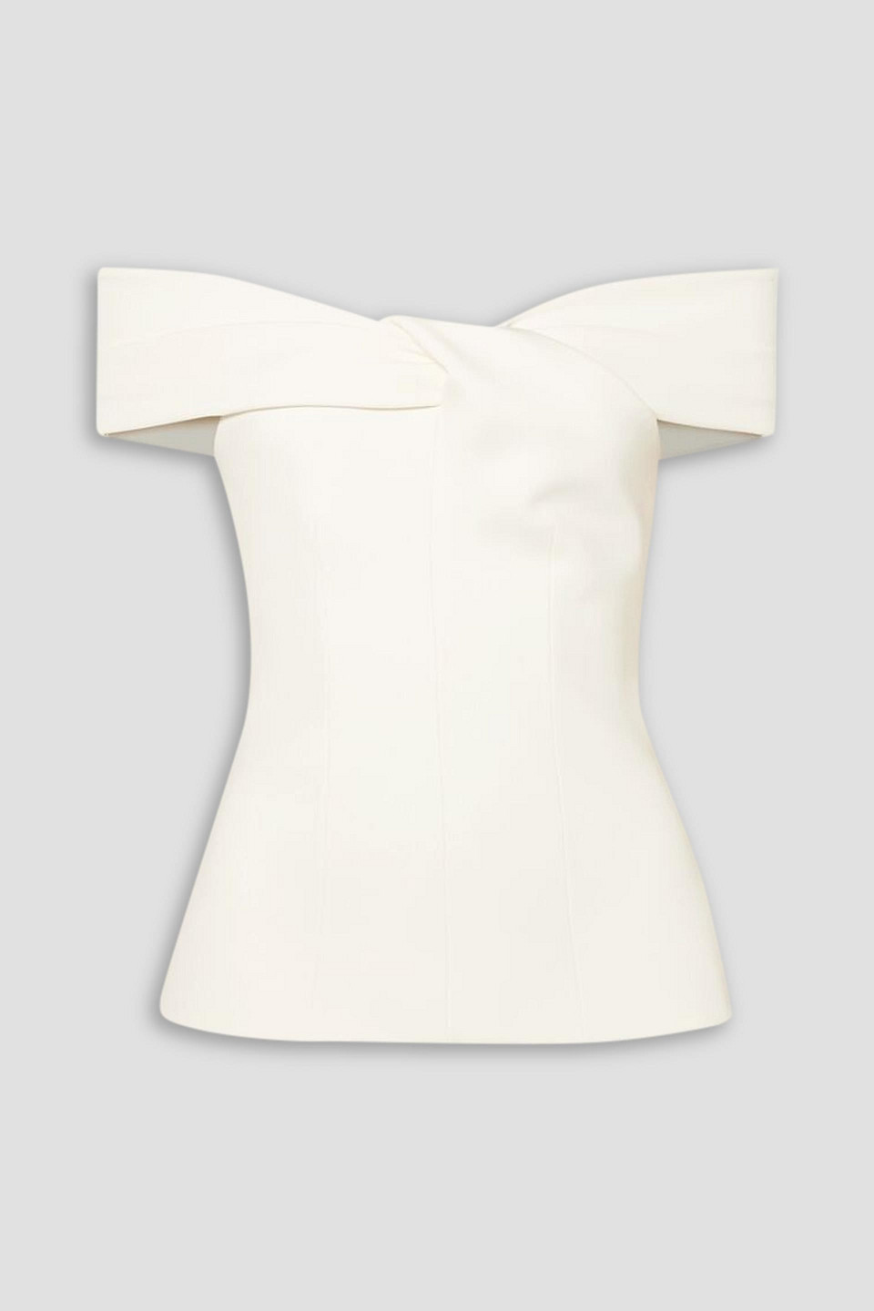Safiyaa Off-the-shoulder Twist-front Crepe Top In Ivory