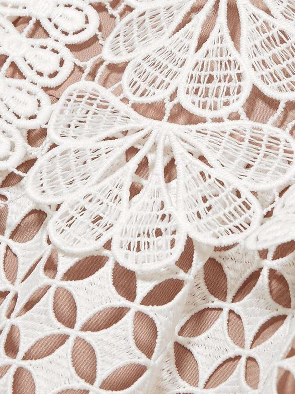 off-the-shoulder guipure lace mini dress