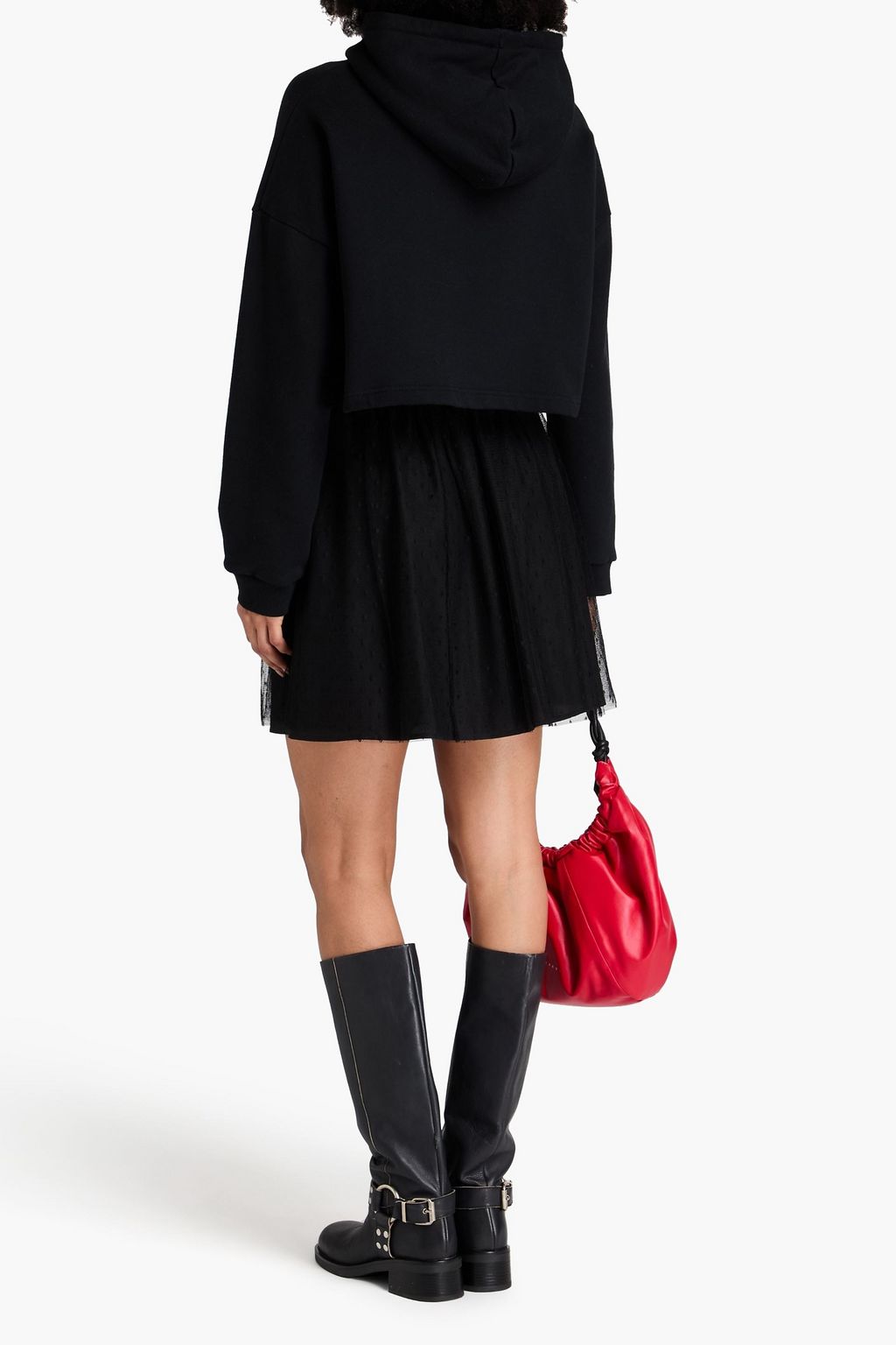 REDVALENTINO تنورة قصيرة مصنوعة من قماش بوان ديسبري بتصميم مزموم